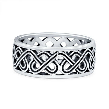 Celtic Oxidized Band Solid 925 Sterling Silver Thumb Ring (7mm)